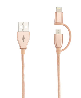 Cabo USB 2 em 1 Rosa Dourado - Tumi Electronics - Tumi